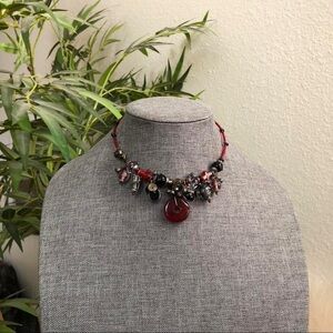 RARE Whimsygoth Vampy Chunky Beaded Bohemian Choker Necklace Charms pendant Emo